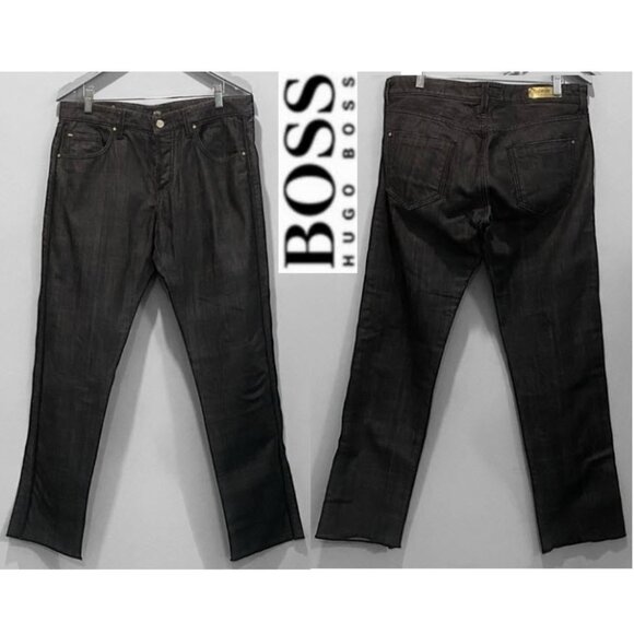 Boss Hugo Boss Men's Black Straight Jeans Selection Trim Piping Size 35 / 34 - Picture 1 of 16